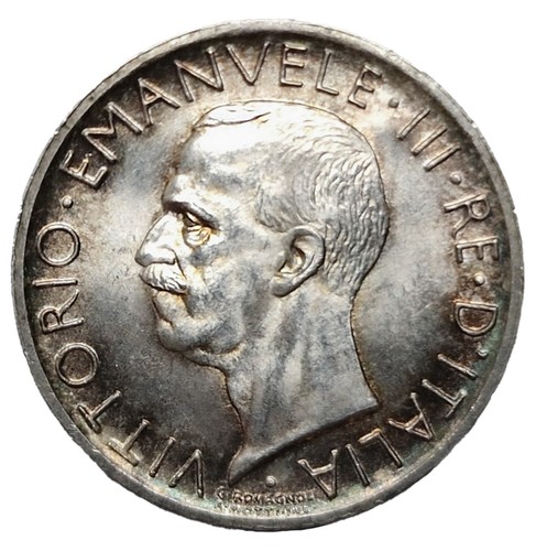 Regno D'Italia - 5 Lire 1928 Aquilotto "Una Rosetta" Argento (RARO) - FDC - Foto 2 di 2