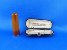 Antike Zigarrenspitze / Mundstück Bernstein / Silber 800 im Original Etui
