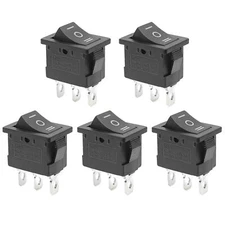 5pcs On/off/on Boat Toggle Rocker Switch 3 Pin 3 Position Snap 12v 110v 250v