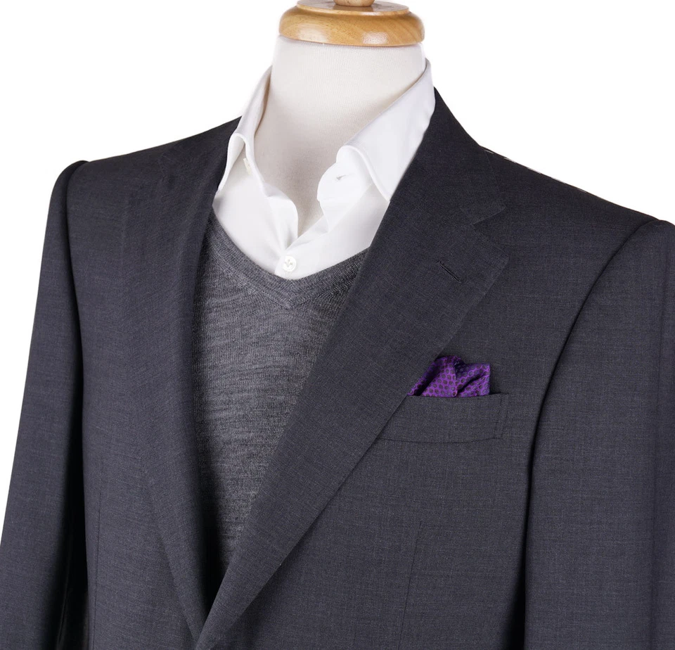 Abrigo deportivo d'Avenza Classic-Fit gris carbón tejido Super 150s lana 40R (UE 50) Foto 2 de 4