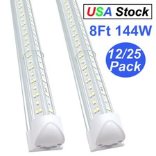12/25 Pack T8 8FT LED Tube Light Bulbs 144W 6500K 8 Foot LED Shop Light Fixture