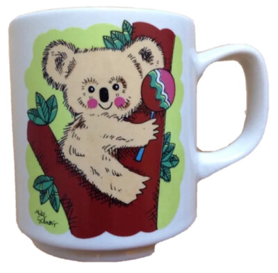 SAN DIEGO ZOO WILD ANIMAL PARK COFFEE MUG, KOALA BEAR, ARTIST MIKE SCHNORR, CA