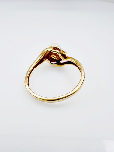 Estate Solid 10K Yellow Gold 6mm Freshwater Pearl .05ctw Diamond Ring sz 7, 2.6g - Picture 14 of 17