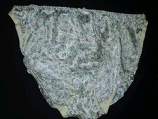 Vintage Fashion Bug 100 SILK Satin Rose Bud Bikini Panties XL Sz 10 EUC Y2K