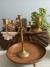 Vintage Brass Candelabra CandleHolders Taper Jewish Menorah 5 Arms Decor Sh