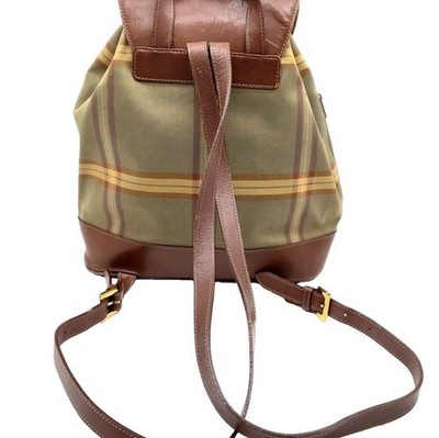 Authentic Burberry Nova Check Leather Nylon Brown Khaki 