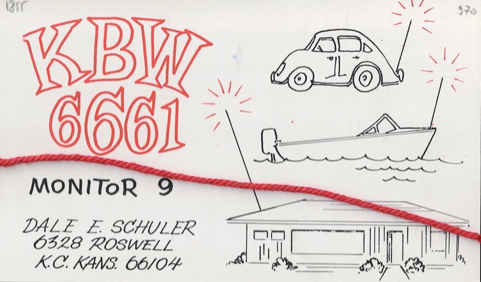 Old QSL-card from Dale E. Schuler, Roswell, Kansas City,  KBW-6661, 1970