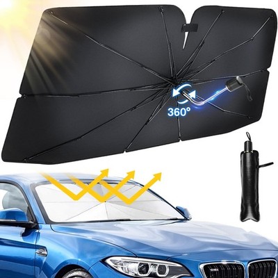 Car Windshield Sun Shade Umbrella, (55'' * 31.5''), Black, Silver 