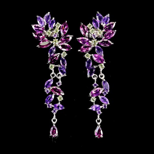 Broche Papillon Argent 925 Avec Péridot Et Tanzanite - Pierre Marquise, Bijou Gemme