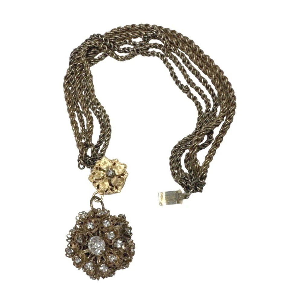 Miriam Haskell _Pulsera Multi Hilo Rusa Dorada y Estrás Años 40-50 Foto 4 de 4