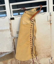 Handmade suede leather chap| Western riding chap| Cowboy style pant