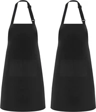NLUS 2 Pack Kitchen Cooking Aprons, Adjustable Bib Soft Chef Apron with 2 Pocket