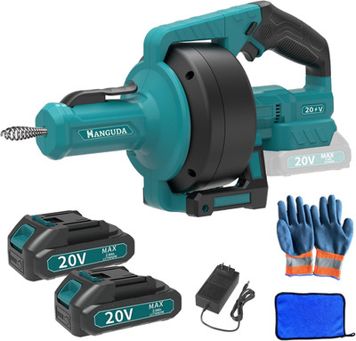 Powerful 20V 2000Mah Cordless Electric Drain Auger-25Ft Auto-Feed Drain Snake fo