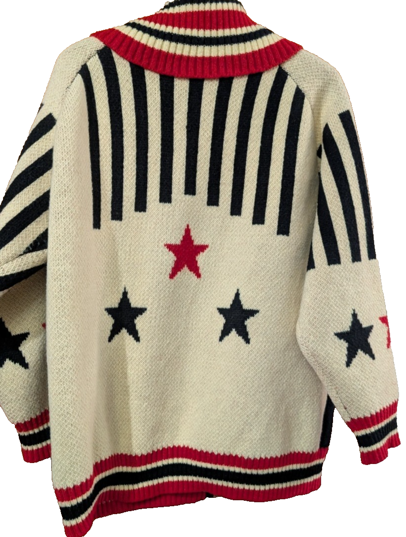 Jaded London Varsity Cardigan Zip Sweater S/M 100% Multi Black Red