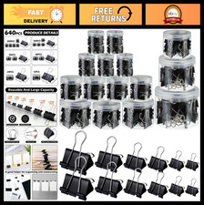 640 Pcs Assorted Binder Clips - Metal Paper Clamps in 6 Sizes for Office  Schoo