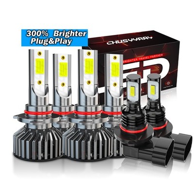 For Chevy Silverado 1500 2500 HD 2003-2005 2006 LED headlights+Fog Lights Bulbs