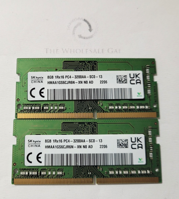 Pair! SK hynix 16GB (2X8GB) 1Rx16 PC4-25600 DDR4-3200AAMhz SODIMM