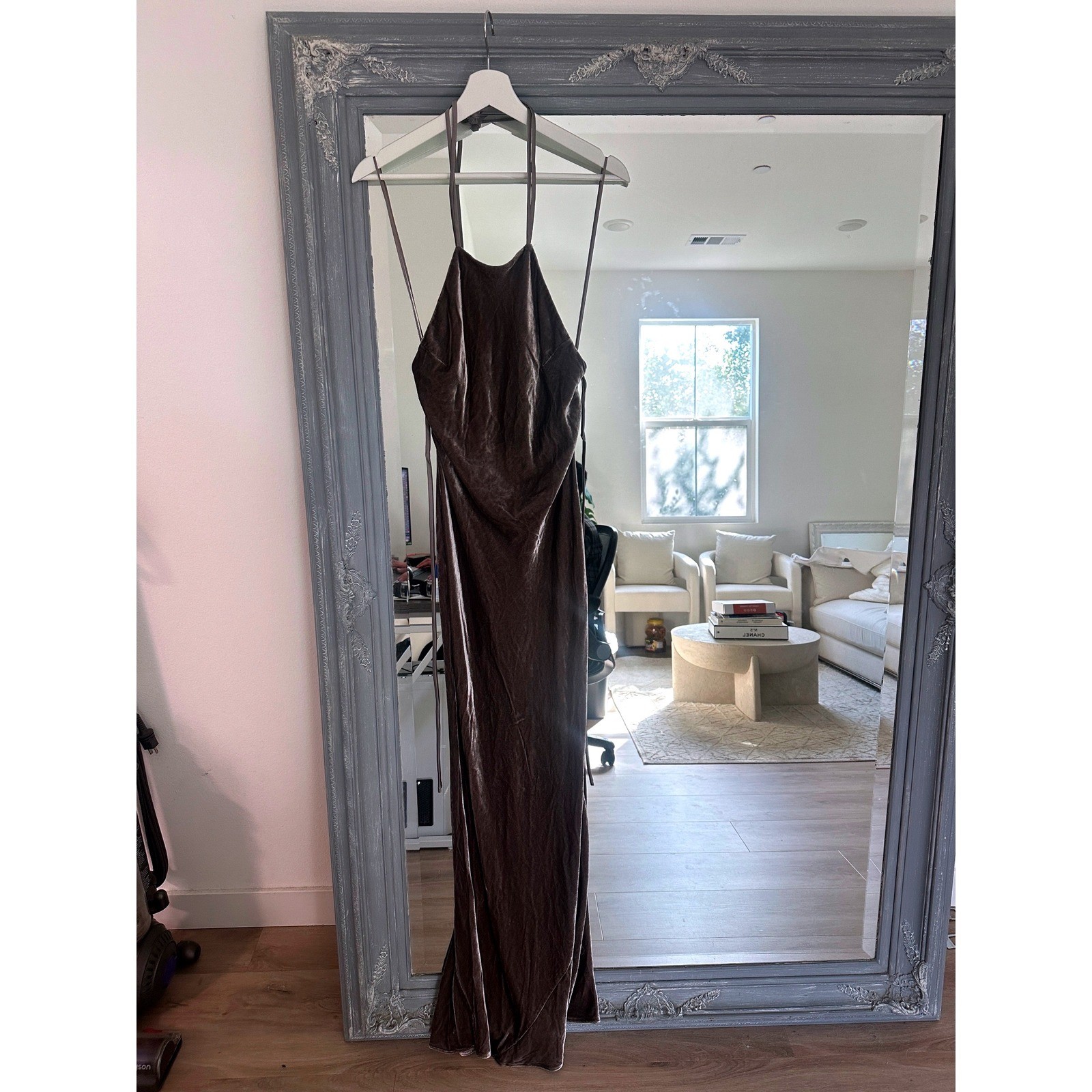 NWT Reformation Jeany Silk Blend Velvet Halter Maxi Dress Open Back Magnetic XS image 5