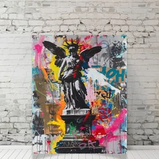 Graffiti Angel Street Wall Art Maximalist Urban Eclectic Rebellious Art Print