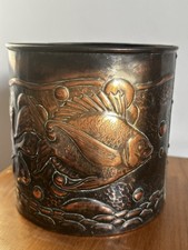 Antique Newlyn Copper Fish Jardiniere Planter Arts & Crafts Repousse c1900
