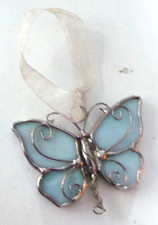 Small Stained Glass Butterfly Pale Green Decorative Suncatcher Ornament Collecti