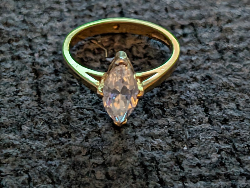 Gold Tone Marquise Cut Clear Crystal Cocktail Ring Size 7