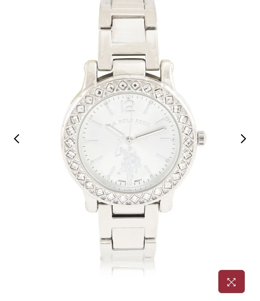 U.S. Polo Assn. Reloj de vestir para mujer de cuarzo plateado/bisel de cristal USC40329AZ Foto 3 de 4
