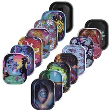 2PCS Mini Metal Rolling Tray 7x5.5in Portable Cartoon Tobacco Tray USA Stock
