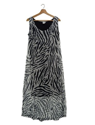 LIBERTY Maxikleid Damen Kleid Gr. DE 38 hellgrau-schwarz Elegant