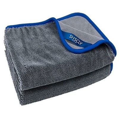  Microfiber Drying Towels for Cars Large 29 x 33 Inches Gray With Blue Edge