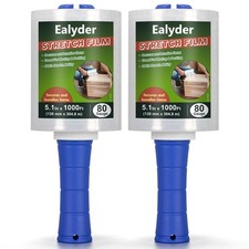 2-Pack Mini Stretch Wrap Film 80 Gauge 5.1" x 1000ft Clear Hand Wrap