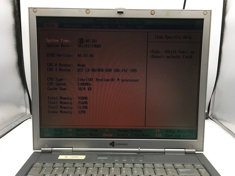 GATEWAY 450ROG - BOOTS TO BIOS/BAD LCD - INTEL PENTIUM M - 1GB RAM - READ - BB - Image 2 of 4