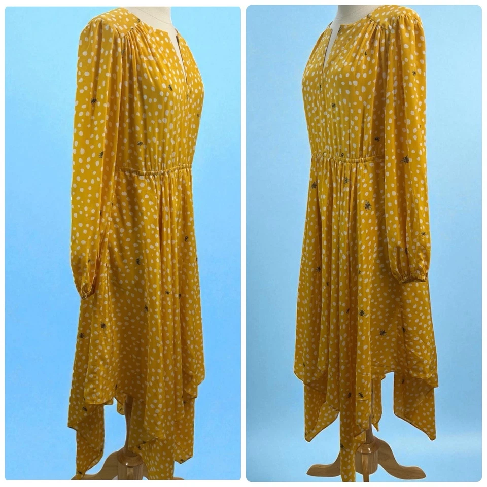 Maxi Vestido Pañuelo TUCKER NYC Sofia Punto Sol Amarillo Seda Abejorro Talla S Nuevo con Etiquetas Foto 4 de 4