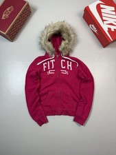Vintage Abercrombie  Fitch Faux Fur Fuzzy Zip Up Hoodie Hype Y2K Japan Style