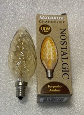 Bulbrite NOS15CTA Nostalgic Twisted Torpedo Amber Bulb 15W  413015 NEW