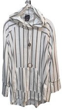 NWT LuLaRoe XL White  Gray Striped Knit Amber Hooded SWEATSHIRT