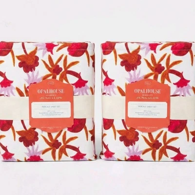 Lot Of 2 Opalhouse Percale Sheet Set Natalia Floral Jungalow Full Size