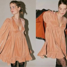Free People Estella Velvet Mini Dress Rose Pearl XS NWT Coquette Valentine’s