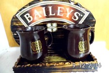 Handmade Rustic Wooden Bailey's Bar Sign/Shelf With Coffee Cups Original 2016