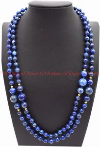Fait à la main 6mm Bleu Lapis Lazuli Perles rondes en pierre gemme Collier 36in