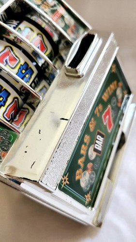 Vintage Jackpot Slot Machine, Bar 7- Coin Bank, Savings Bank 8" Tall, Lights Up - Picture 5 of 9