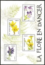 2019 France Block F5322** BF The Flora In Danger Flowers, 2019 Flowers Sheet MNH