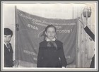 Pretty girl teen Pioneer Uniform School studio Hidden kid Hand arcade photo Ussr
