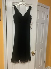Vtg NWT Anne Klein Size 10 Black 100% Silk Cocktail Party Classic Dress $169 Fab