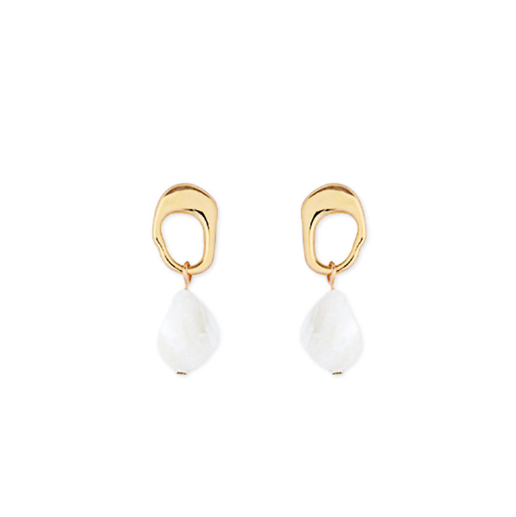 Fashion Women 925 Sterling Silver Post Irregular Natural Shell Stud Earrings S15