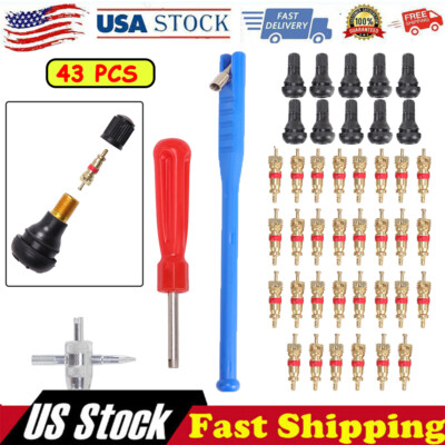 43pcs Kit Valve Stem Installation Remover Repair Tool Puller Car Tire Plug Core