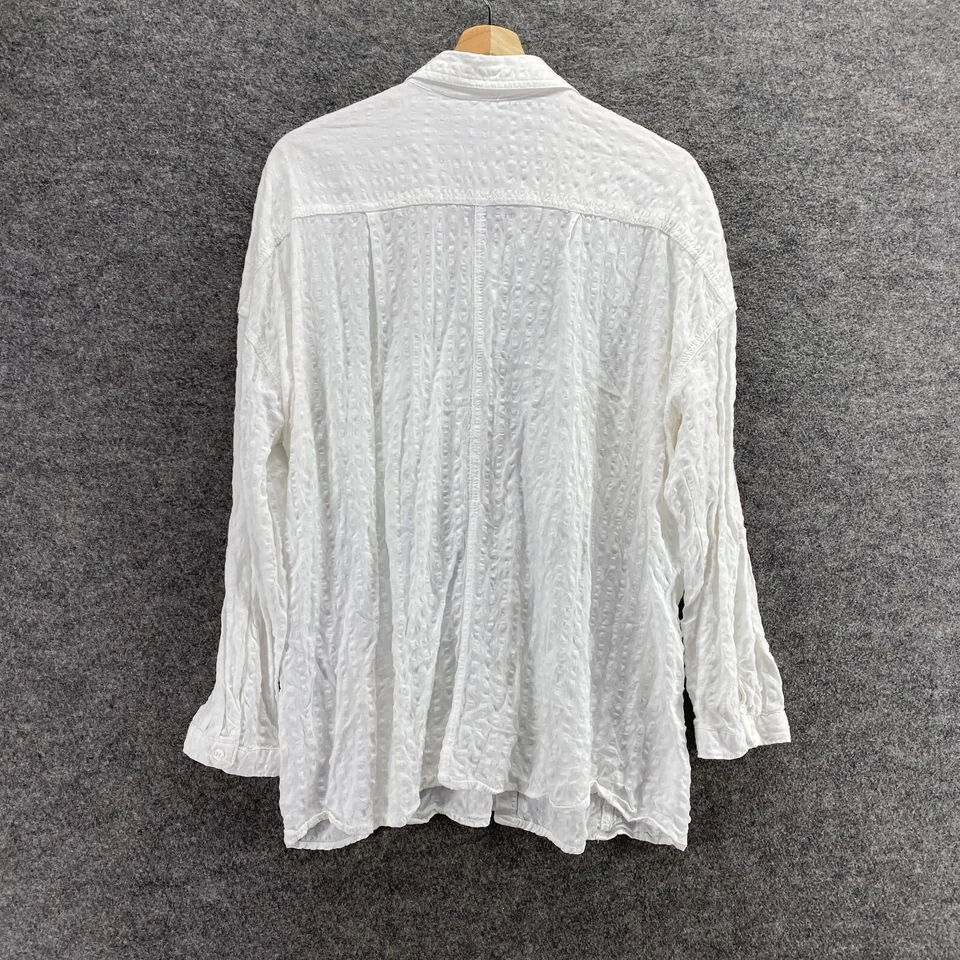 Camisa Max Studio Mujer L Grande Blanca Cuello Abotonado Manga Larga Algodón Foto 2 de 4