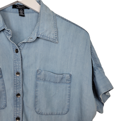 Tencel 100% Lyocell Canadian Tuxedo Chambray Pullover Shirt - Size