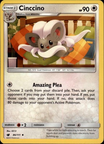 2x (SM04-086 PARALLEL FOIL) Cinccino (U) Pokemon SM Crimson Invasion Card # 86 - 第 1/1 張圖片