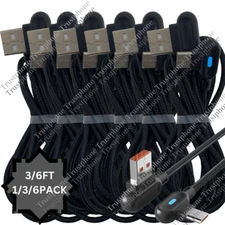 90 Degree Type USB-C Fast Charge Cable 3/6Ft For Samsung Charging Data Cord